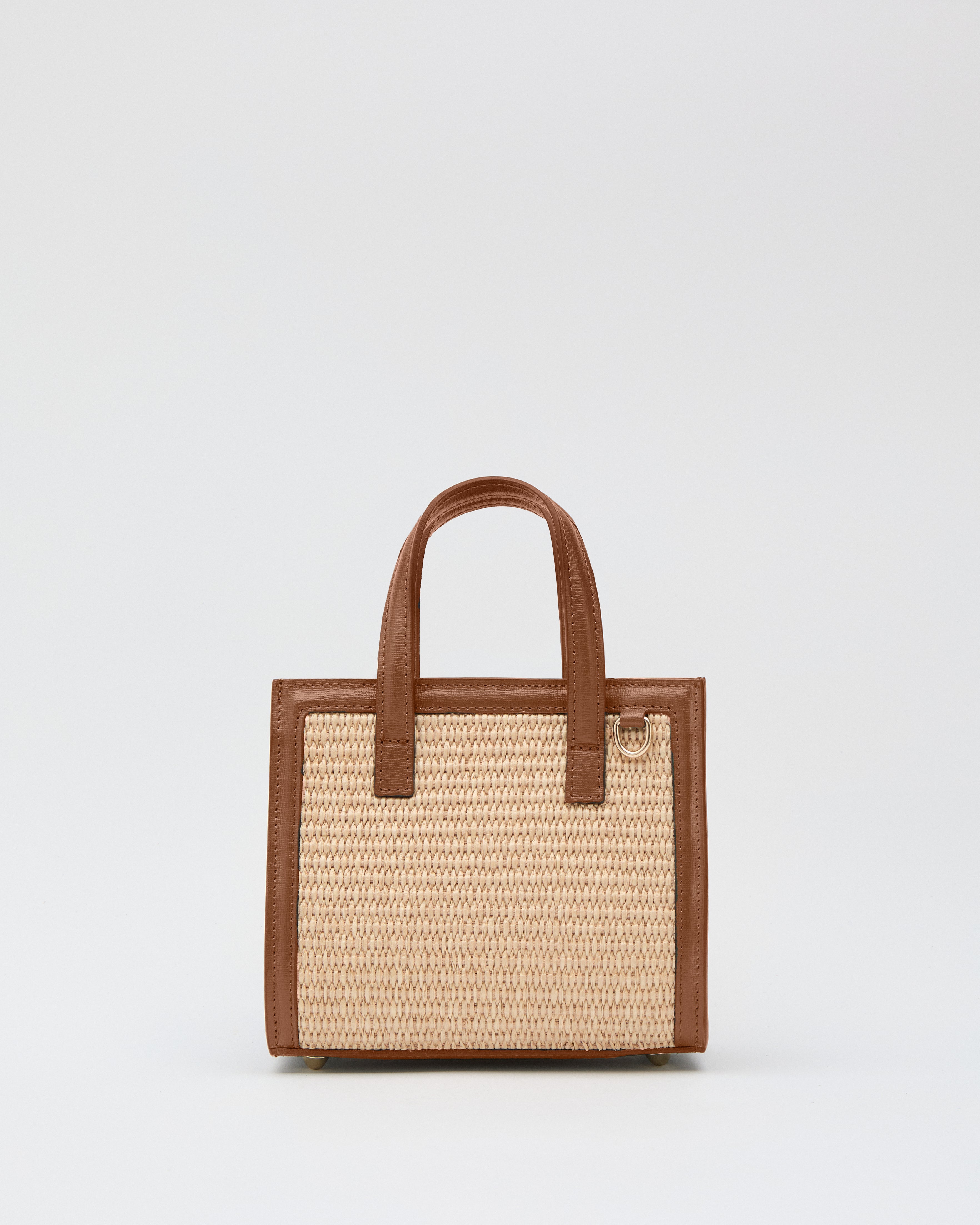 Mini Sophie raffia, camel leather